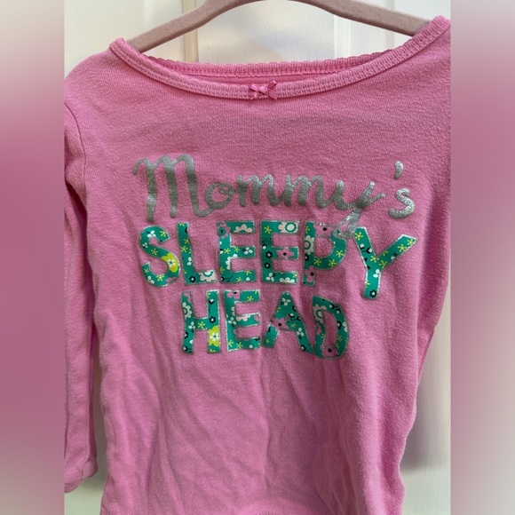 Carter’s 2T Pink & Green Mommy’s Sleepy Head Girls Long Sleeve Pajama Top - Picture 2 of 5